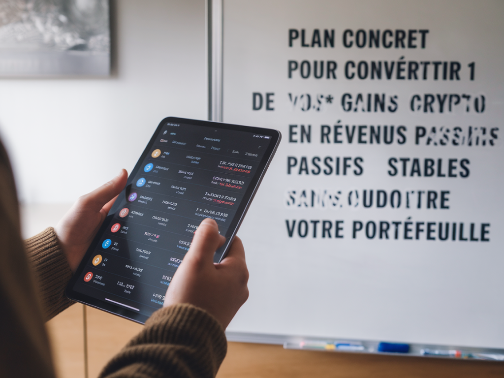 Plan concret pour convertir 1 de vos gains crypto en revenus passifs stables sans vendre tout votre portefeuille