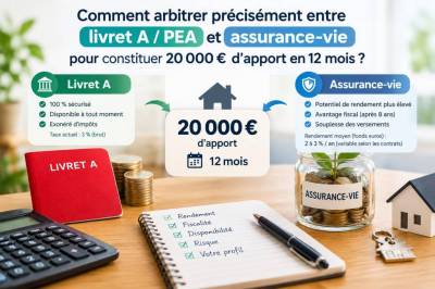Comment arbitrer précisément entre livret a, pea et assurance‑vie pour constituer 20 000 € d'apport en 12 mois